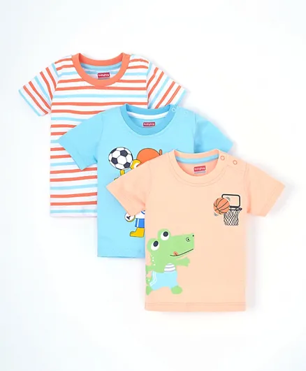 Babyhug Half Sleeves Striped T-Shirt - Multicolour