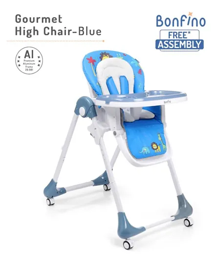 Bonfino Gourmet High Chair With 7 Level Height Adjustment - Blue