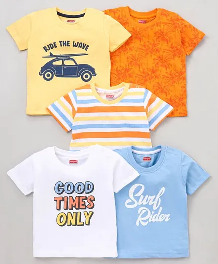 Babyhug Half Sleeves T Shirts Pack of 5 - Multicolour