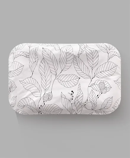 Leaves Printed Rectangular Shaped Soft Bed Bumper - White