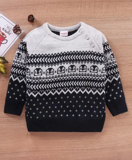 Babyhug Full Sleeves Sweater Penguin Design- Navy