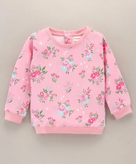 Babyhug Full Sleeves Sweatshirt Floral Print - Pink