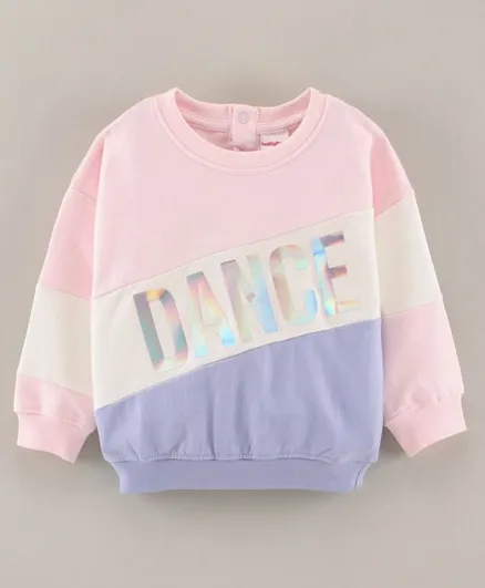 Babyhug Full Sleeves Sweatshirts With Text Holographic Foil Design - Pink