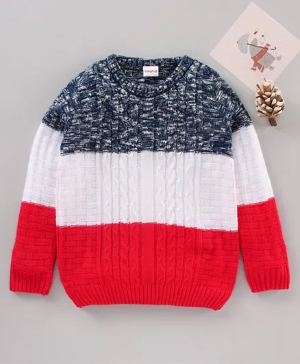 Babyhug Full Sleeves Knit Sweater Stripes Design- Multicolor