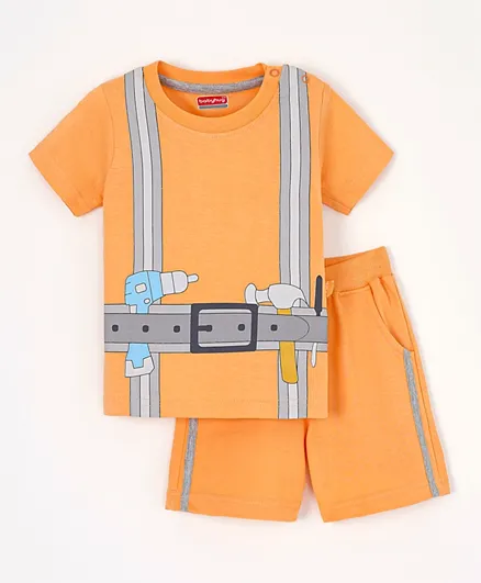 Babyhug Half Sleeves T-Shirt & Knee Length Shorts - Orange