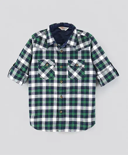 بريمو جينو قميص بتصميم مربعات  - أخضر