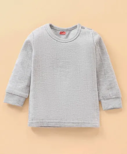 Babyhug Full Sleeves Knit Solid Thermal Vest - Light Grey