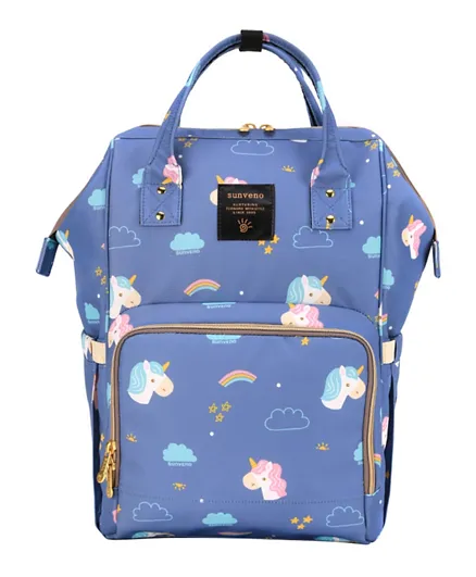 حقيبة حفاضات مزينة بطبعة يونيكورن من صانفينو - ازرق