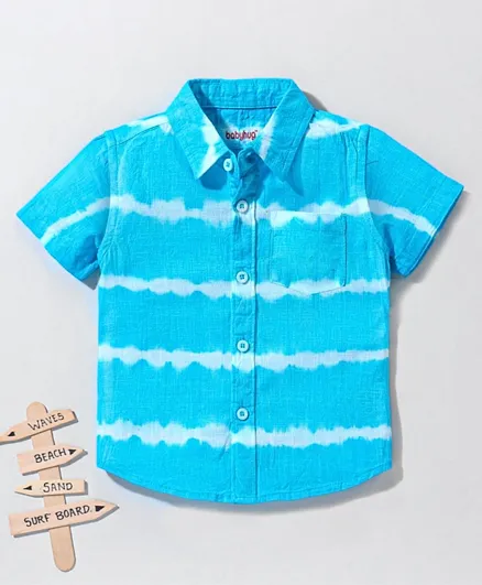 بيبي هاغ - قميص بأكمام قصيرة مزين بلونين  - أزرق