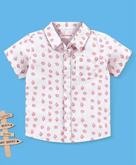 Babyhug Boys Half Sleeves Regular Collar Printed One Pocket Shirt