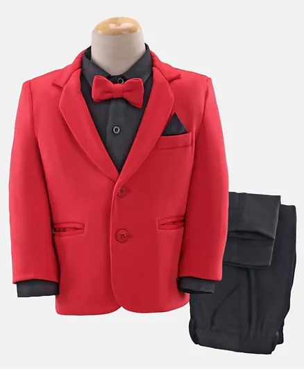 بيبي هاغ - بدلة رسمية بأكمام طويلة  - أسود وأحمر