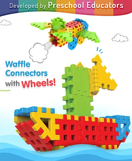 Intelliskills Waffle Connector with Wheels - 47 Pieces
