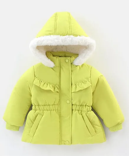 Babyhug Full Sleeves Hooded Fashion Winter Jacket Solid Colour Print - Green
