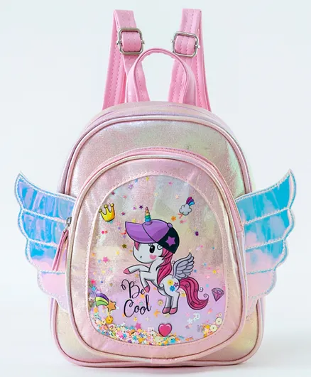 Unicorn Backpack With Wings Pink - 9 Inches