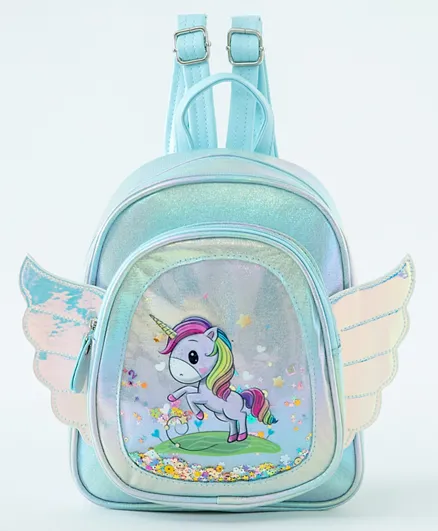 Unicorn Backpack With Wings Blue - 9 Inches