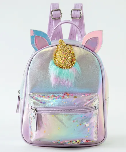 Unicorn Embellished Backpack Purple - 9.5 Inch