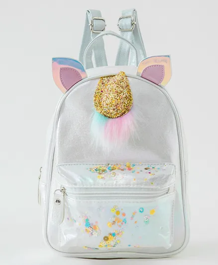 Unicorn Embellished Backpack White - 9.5 Inch