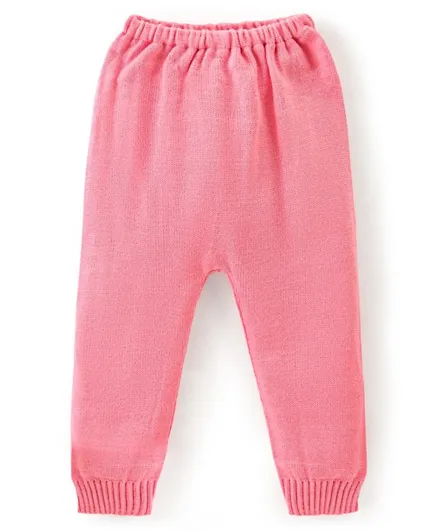 Babyhug Acrylic Full Length Fleece and Woollen Pant Solid Color - Pink