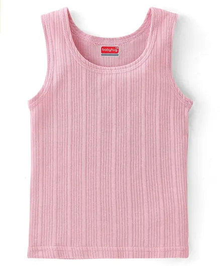 Babyhug Sleeveless Solid Thermal Vest - Pink
