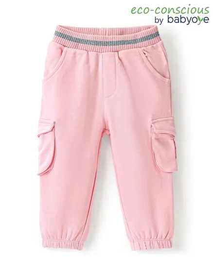 Babyhug 100% Cotton Eco Conscious Full Length Solid Lounge Pant- Pink