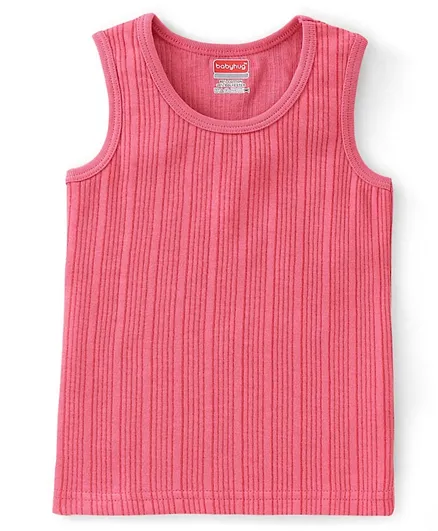 Babyhug Cotton Sleeveless Thermal Vest - Dark Pink