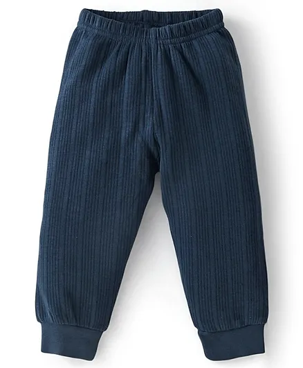 Babyhug Cotton Full Length Thermal Legging Solid Colour - Navy Blue