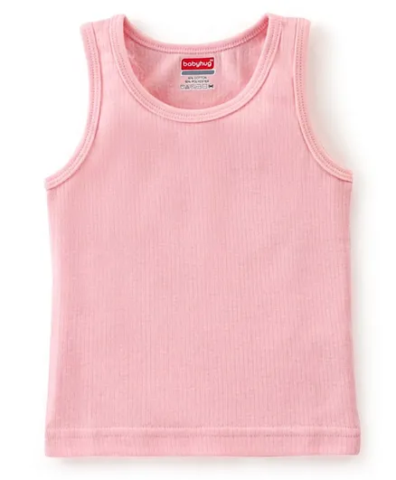 Babyhug Cotton Pull Over Sleeveless Solid Thermal Vest - Pink