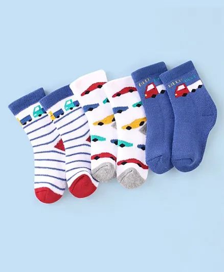 Cutewalk By Babyhug Anti Bacterial Ankle Length Terry Socks Pack Of 3 - Multicolor