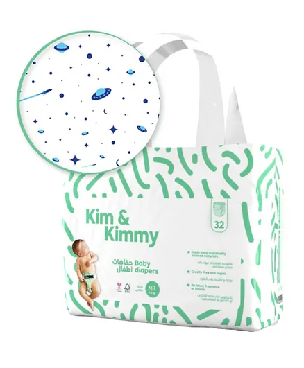 Kim & Kimmy Space Travel Diapers Newborn - Pack of 32