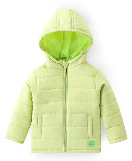 Babyhug Full Sleeves Padded & Hooded Jacket Solid- Neon Green