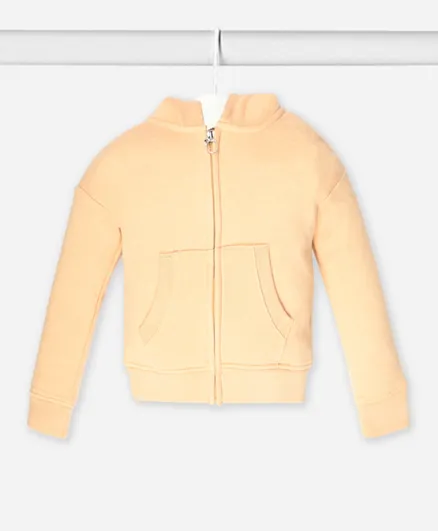 Finelook - Girl's Solid zipper hoodie sweatshirt - Cream