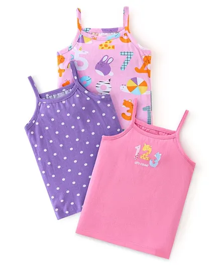 Babyhug 100% Cotton Sleeveless Slips Polka Dot Print Pack of 3 - Multicolour