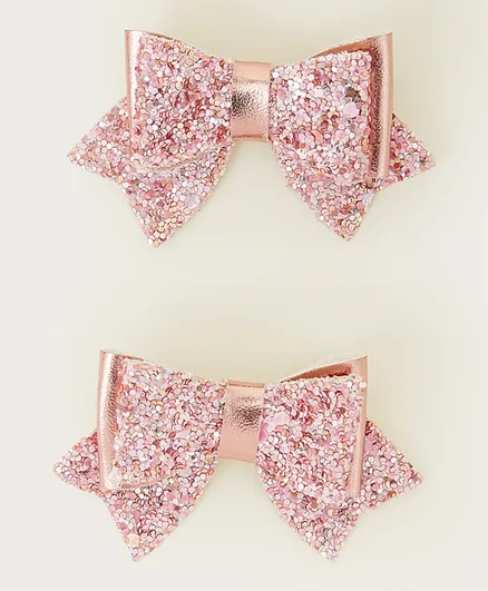 Monsoon Children Twinkle Glitter Bow Hair Clips Set Pink - 2 Pieces