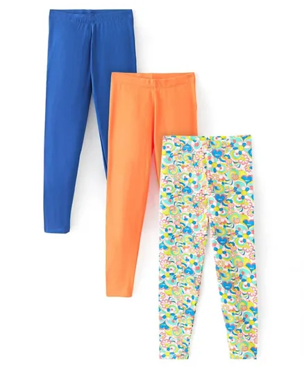 Primo Gino 3 Pack Solid & Floral Leggings - Multicolor