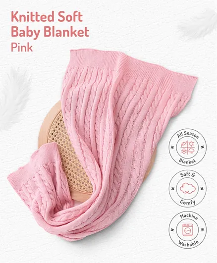 Classic Knot Baby Blanket - Soft, Lightweight, Comfortable, Pink, Perfect for Newborn Gift, 95x55cm