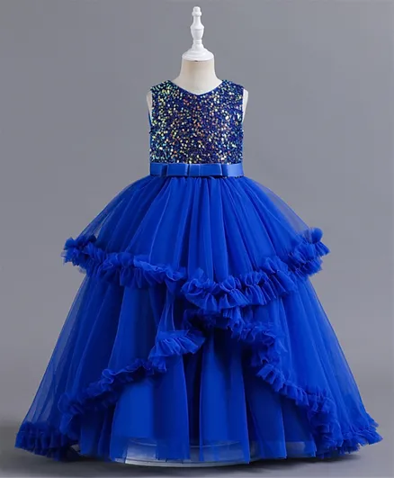 Kookie Kids Sequin Embellished Party Dress - Blue