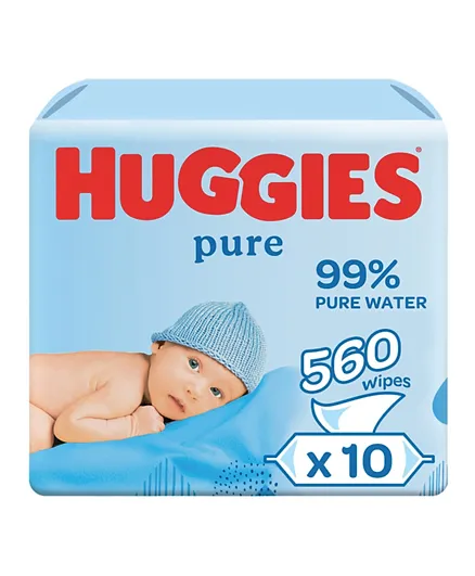 Huggies 99% Pure Water Wipes Pack of 10 - 560 Pieces