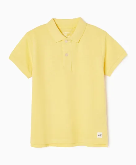Zippy Ribbed Collar Polo T-Shirt - Yellow