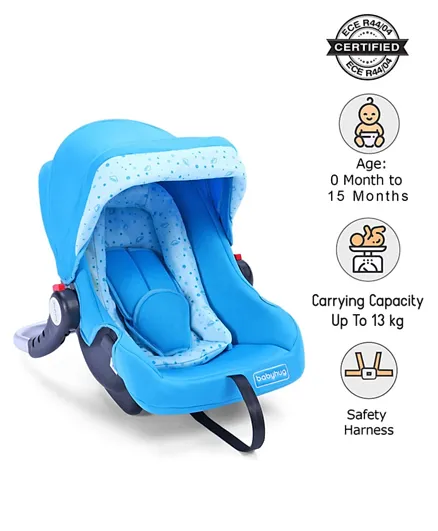 Babyhug Onyx Car Seat and Carry Cot with Rocking Base - Blue
