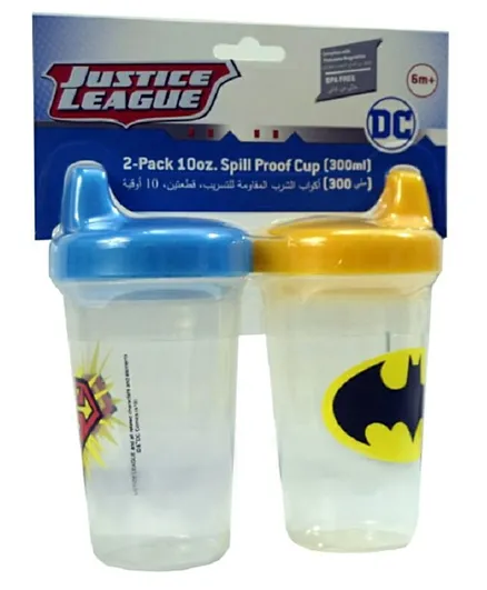 دي سي كوميكس - كوب الشرب باتمان وسوبرمان للأطفال  ، عبوة من قطعتين - 300 مل