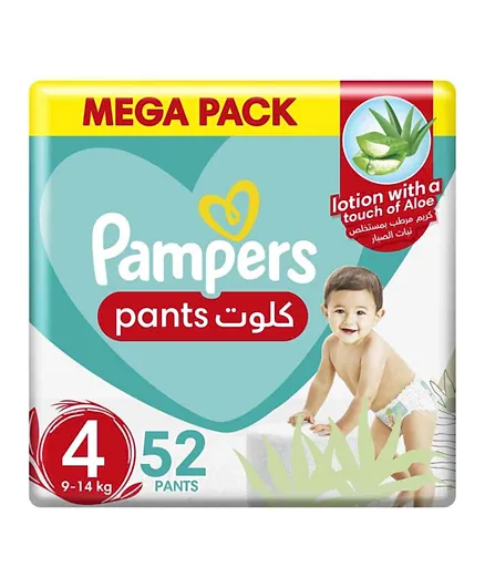 Pampers Baby-Dry Diaper Pants with Aloe Vera Lotion Mega Pack Size 4 - 52 Pieces
