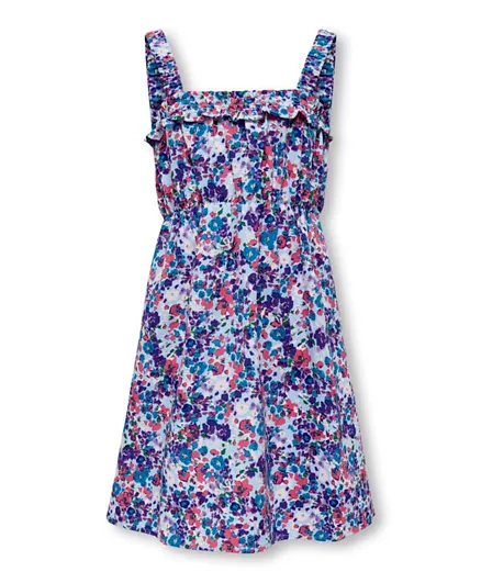 أونلي كيدز فستان سموك بطبعة زهور  - أزرق