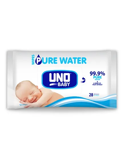 UNO - Baby Pure Water Wipes 99.9% Pure Water - Pack of 28 Wipes