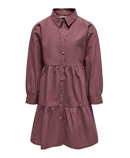 Only Kids Button Dress - Maroon