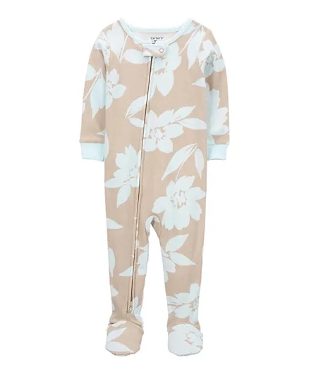 Carter's Floral Print Sleep & Play Pajamas - Tan