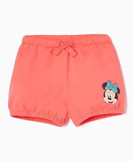 Zippy Minnie Mouse Graphic Cotton Shorts - Coral