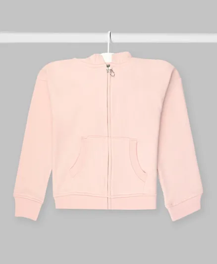 Finelook - Girl's Solid zipper hoodie sweatshirt - Pink