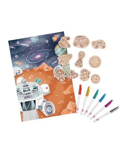Hape DIY Mars Space Life Art & Craft Set with Wooden Magnets