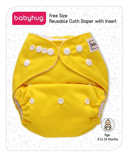 Babyhug Free Size Reusable Cloth Diaper With Insert - Yellow