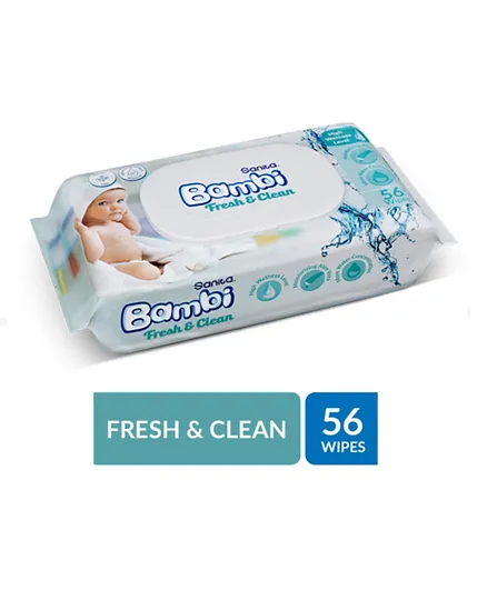 Bambi Baby Wet Wipes Fresh and Clean - 56 Pieces